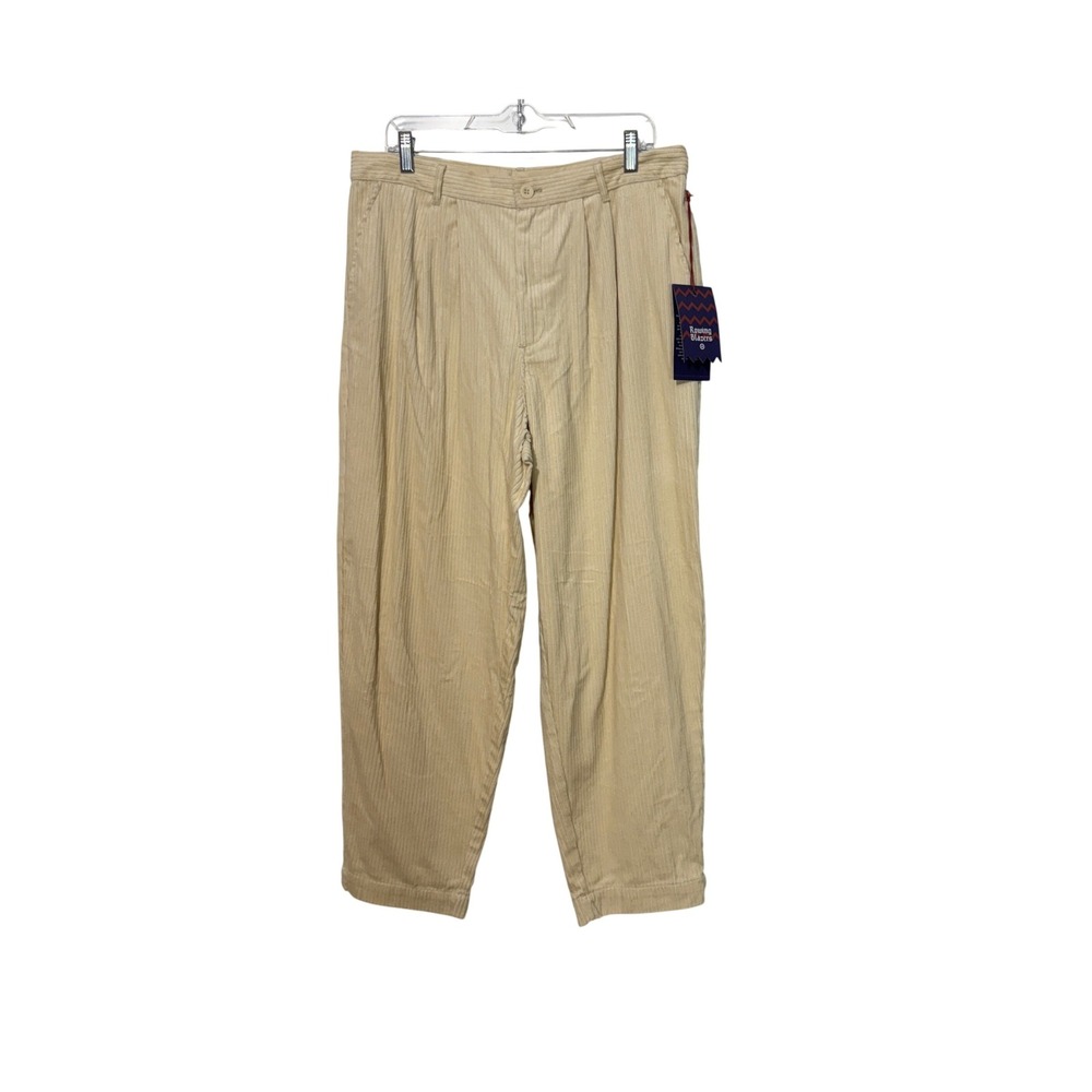 Rowing Blazers Corduroy Pants Womens 14 Cream Pleated Tapered Trousers